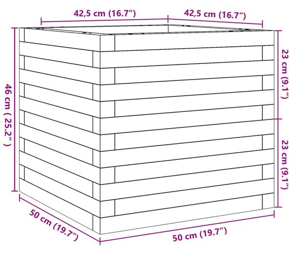 Ζαρντινιέρα 50x50x46 εκ. από Μασίφ Ξύλο Πεύκου - Καφέ