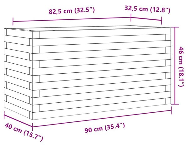 Ζαρντινιέρα Λευκή 90x40x46 εκ από Μασίφ Ξύλο Πεύκου - Καφέ