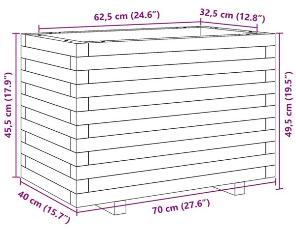 Ζαρντινιέρα Κήπου 70x40x49,5 εκ. από Εμποτισμένο Ξύλο Πεύκου - Καφέ