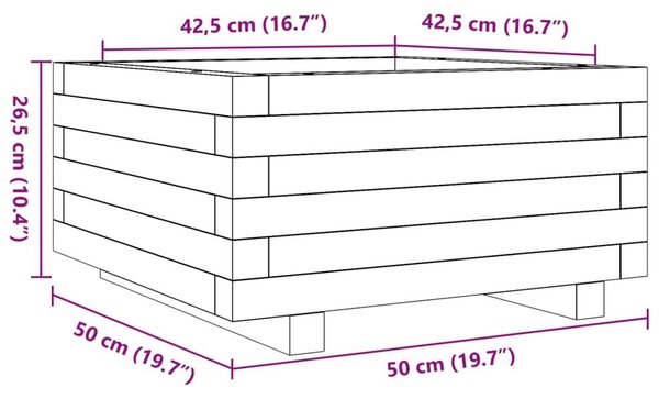 Ζαρντινιέρα Κήπου 50x50x26,5 εκ από Μασίφ Ξύλο Πεύκου - Καφέ