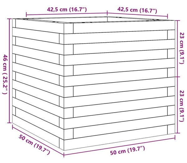 Ζαρντινιέρα Κήπου Λευκή 50x50x46 εκ. από Μασίφ Ξύλο Πεύκου - Λευκό