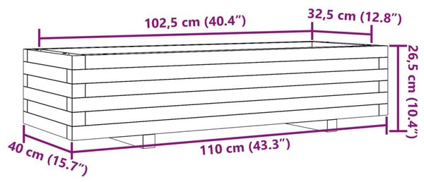 Ζαρντινιέρα Κήπου 110x40x26,5 εκ από Μασίφ Ξύλο Πεύκου - Καφέ