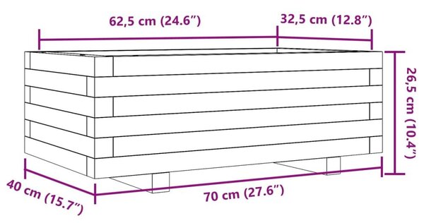 Ζαρντινιέρα Κήπου 70x40x26,5 εκ από Μασίφ Ξύλο Πεύκου - Καφέ