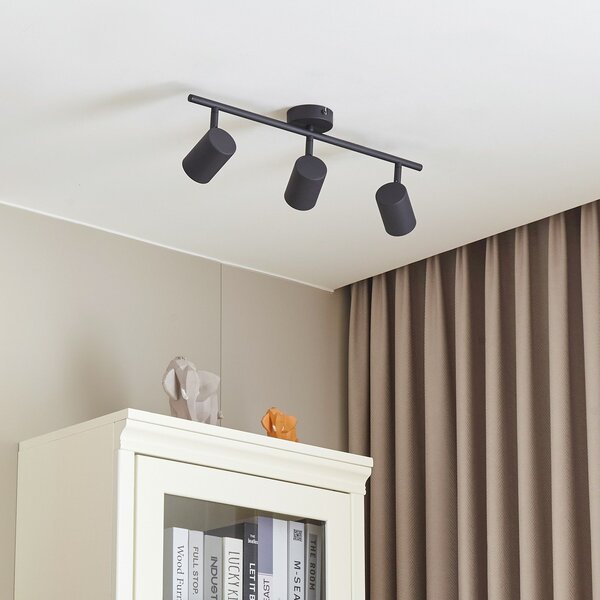 Lindby Προβολέας οροφής Jorell, μαύρος, 51 cm, 3-φωτός, GU10, ρυθμιζόμενος, Μαύρο, Μελέτη / Γραφείο, Μέταλλο, σύγχρονο