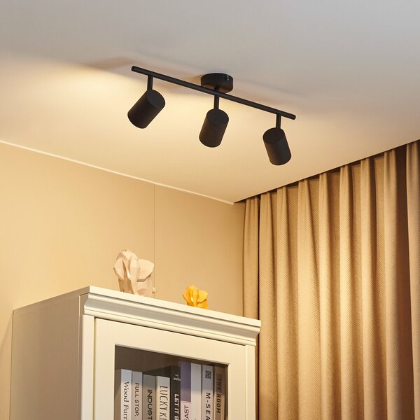 Lindby Προβολέας οροφής Jorell, μαύρος, 51 cm, 3-φωτός, GU10, ρυθμιζόμενος, Μαύρο, Μελέτη / Γραφείο, Μέταλλο, σύγχρονο