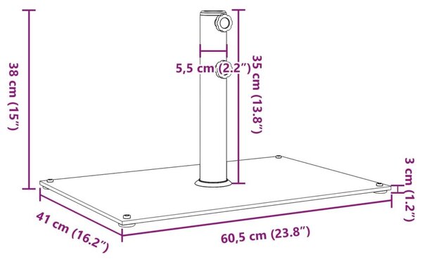 Βάση Ομπρέλας για Ιστό Ø32/38/48 χιλ. 15 κ. Ορθογώνιο - Μαύρο