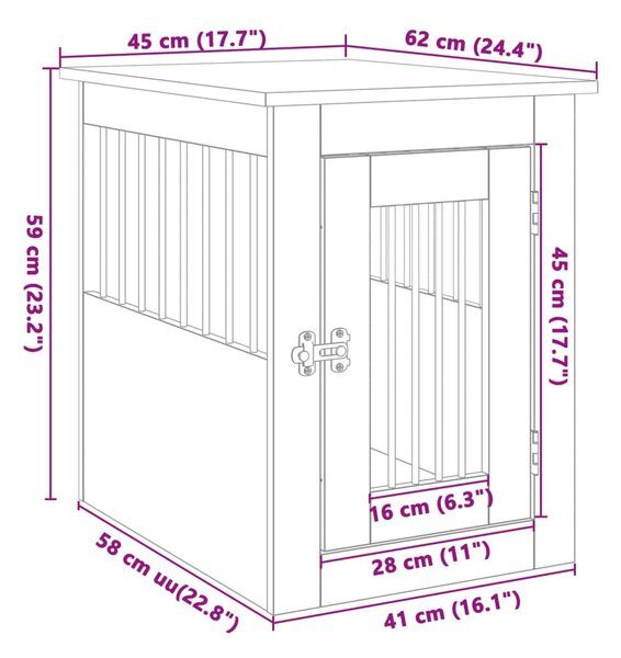 Κλουβί Σκύλου Sonoma Δρυς 45 x 62 x 59 εκ. Επεξεργ. Ξύλο - Καφέ