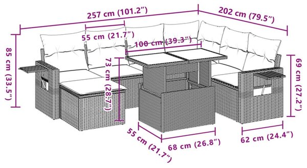 Σαλόνι Κήπου 8 Τεμαχίων Μαύρο από Συνθετικό Ρατάν με Μαξιλάρια - Μαύρο