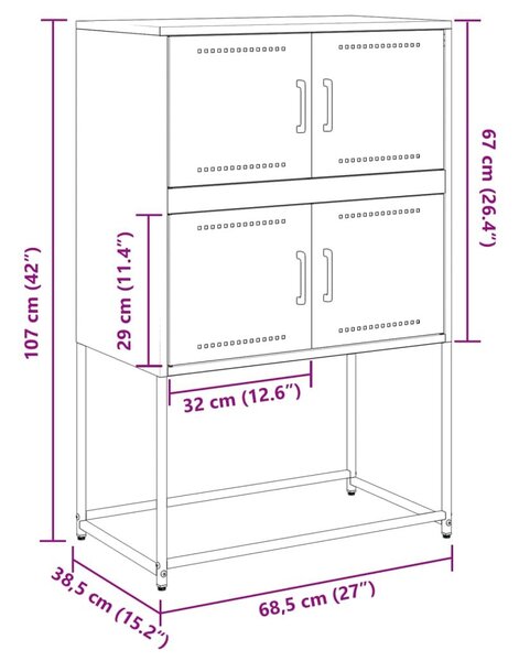 Ντουλάπι Ροζ 68,5x38,5x107 εκ. από Ατσάλι - Ροζ