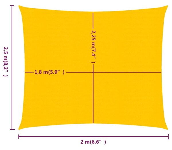 Πανί Σκίασης Ορθογώνιο Κίτρινο 2x2,5 μ. HDPE 160 γρ./μ² - Κίτρινο