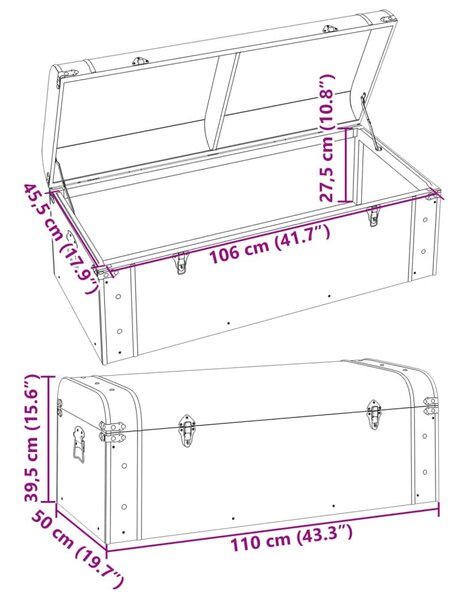 Σεντούκι με Μάνταλα Σκούρο Καφέ 110x50x39,5 εκ. Κόντρα Πλακέ - Καφέ