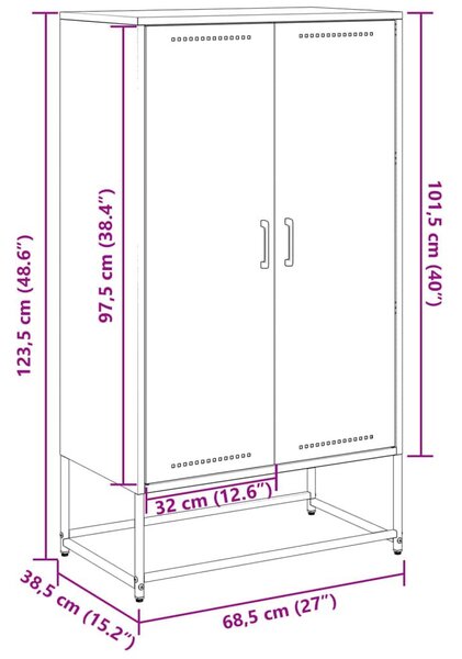 Βιτρίνα Μαύρη 68,5x38,5x123,5 εκ. από Ατσάλι - Μαύρο