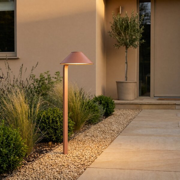 Lindby Φωτιστικό LED με πασσάλους Capelo, χρώμα πηλού, 78 εκ., IP65, Καφέ / Σκουριάς, Αλουμίνιο, σύγχρονο