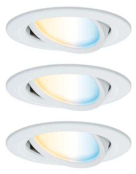 Paulmann LED χωνευτός προβολέας Nova Coin Smart λευκός CCT, σετ 3 τεμαχίων, 8,4, ρυθμιζόμενος, Λευκό, Σαλόνι / τραπεζαρία, Αλουμίνιο, σύγχρονο, Εσοχή οροφής