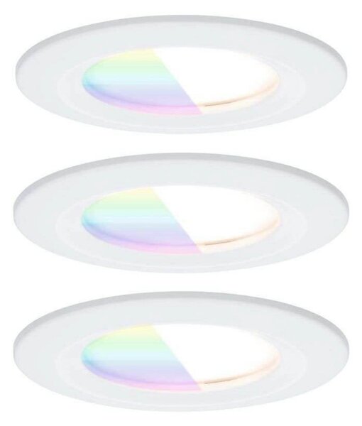 Paulmann LED χωνευτός προβολέας Nova Coin Smart λευκός RGBW σετ 3 τεμαχίων 7,8, ρυθμιζόμενος, Λευκό, Σαλόνι / τραπεζαρία, Αλουμίνιο, σύγχρονο, Εσοχή οροφής