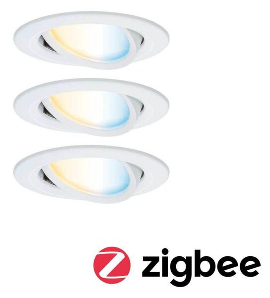 Paulmann LED χωνευτός προβολέας Nova Coin Smart λευκός CCT, σετ 3 τεμαχίων, 8,4, ρυθμιζόμενος, Λευκό, Σαλόνι / τραπεζαρία, Αλουμίνιο, σύγχρονο, Εσοχή οροφής