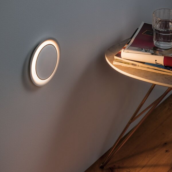 Paulmann LED χωνευτό φωτιστικό τοίχου Neordic Decorativ, λευκό, στρογγυλό, Λευκό, Διάδρομος, Πλαστικό, σύγχρονο