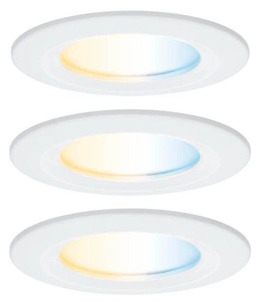 Paulmann LED χωνευτός προβολέας Nova Coin Smart λευκός CCT, σετ 3 τεμαχίων, 7,8, ρυθμιζόμενος, Λευκό, Σαλόνι / τραπεζαρία, Αλουμίνιο, σύγχρονο, Εσοχή οροφής