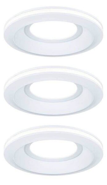 Paulmann LED χωνευτό φωτιστικό Sormus λευκό, Ø 10 cm, IP65, σετ 3 τεμαχίων, Λευκό, Μπάνιο, Πλαστικό, σύγχρονο, Εσοχή οροφής