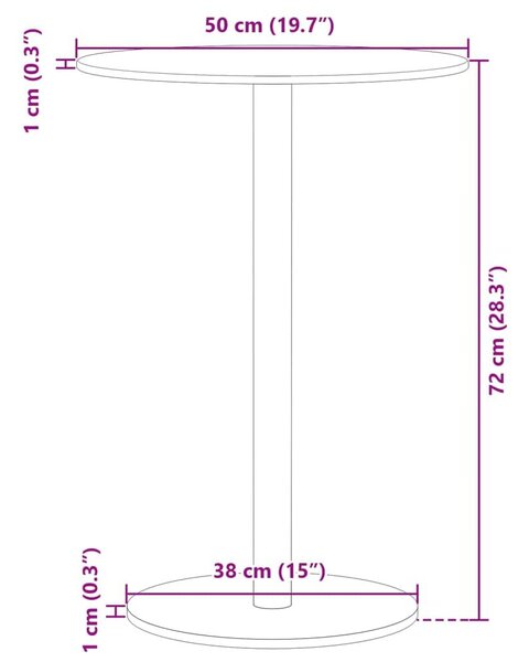 Τραπέζι Κήπου Στρογγυλό Μαύρο Ø50x72 εκ. Ατσάλινο - Μαύρο