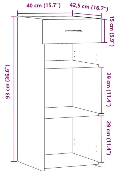 Ντουλάπι Γκρι Σκυροδέματος 40x42,5x93 εκ. Επεξεργασμένο Ξύλο - Γκρι