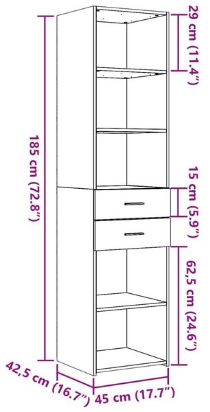 Ντουλάπι Καπνιστή Δρυς 45x42,5x185 εκ. από Επεξεργασμένο Ξύλο - Καφέ