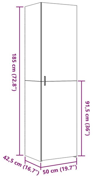 Ντουλάπι Λευκό 50x42,5x185 εκ. από Επεξεργασμένο Ξύλο - Λευκό