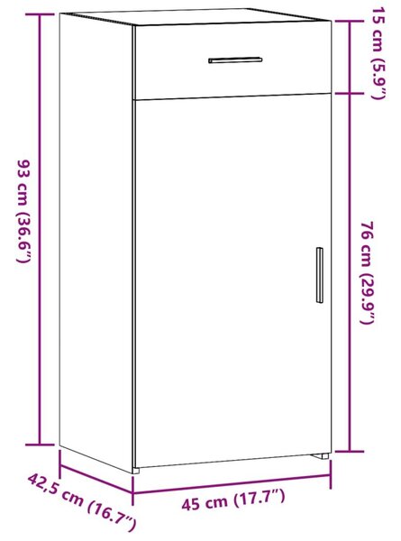 Ντουλάπι Καφέ Δρυς 45x42,5x93 εκ. Επεξεργασμένο Ξύλο - Καφέ