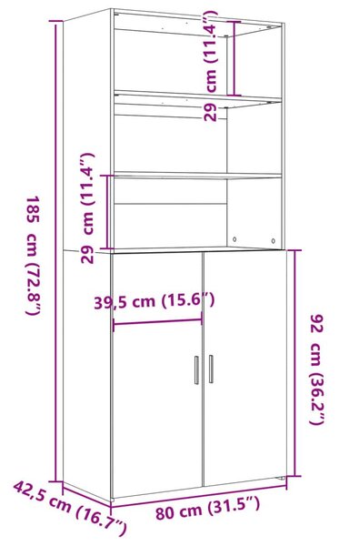 Ντουλάπα Καπνιστή Δρυς 80x42,5x185 εκ. από Επεξεργασμένο Ξύλο - Καφέ