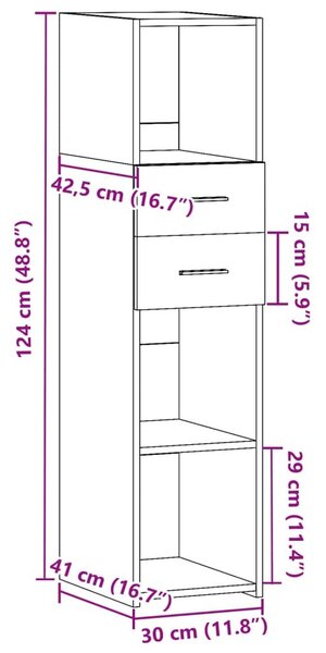 Ντουλάπι Μαύρο 30x42,5x124 εκ. από Επεξεργασμένο Ξύλο - Μαύρο