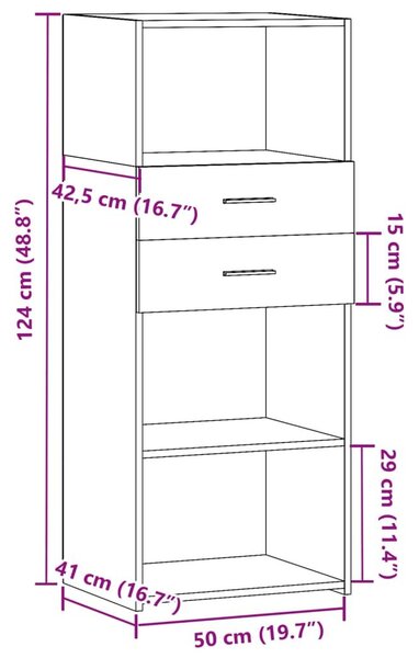 Ντουλάπι Γκρι Sonoma 50x42,5x124 εκ. από Επεξεργασμένο Ξύλο - Γκρι