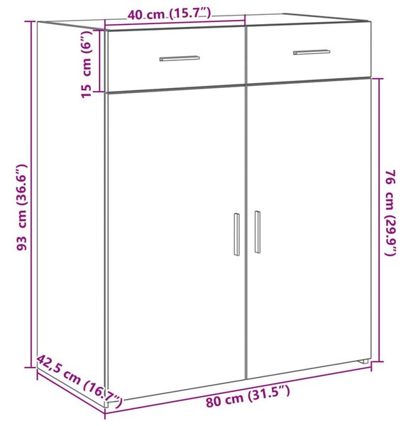 Ντουλάπι Sonoma Δρυς 80x42,5x93 εκ. από Επεξεργασμένο Ξύλο - Καφέ