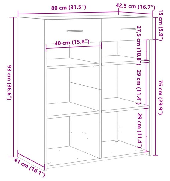 Ντουλάπι Sonoma Δρυς 80x42,5x93 εκ. από Επεξεργασμένο Ξύλο - Καφέ