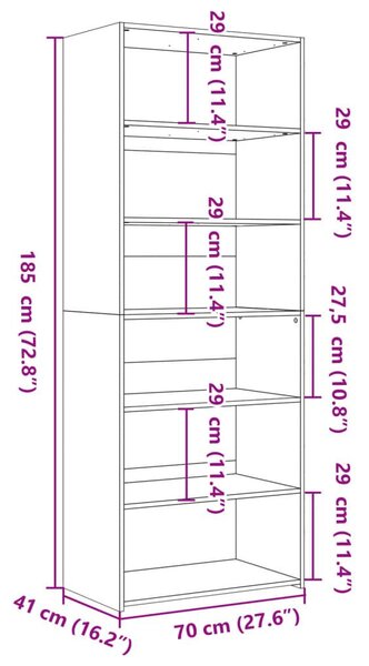 Ντουλάπι Μαύρη 70x41x185 εκ. από Επεξεργασμένο Ξύλο - Μαύρο