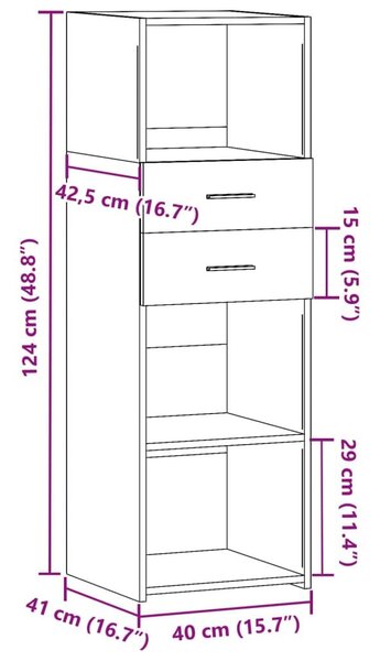 Ντουλάπι Καφέ Δρυς 40x42,5x124 εκ. από Επεξεργασμένο Ξύλο - Καφέ