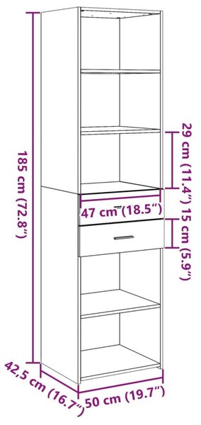 Ντουλάπι Λευκό 50x42,5x185 εκ. από Επεξεργασμένο Ξύλο - Λευκό