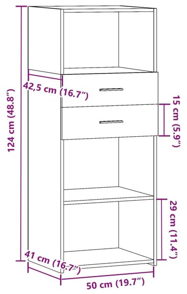 Ντουλάπι Γκρι Σκυρ. 50x42,5x124 εκ. από Επεξεργασμένο Ξύλο - Γκρι