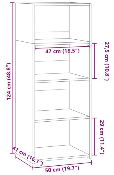 Ντουλάπι Γκρι Σκυροδέματος 50x41x124 εκ. από Επεξεργασμένο Ξύλο - Γκρι