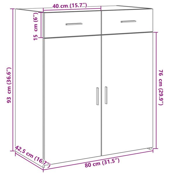 Ντουλάπι Λευκή 80x42,5x93 εκ. από Επεξεργασμένο Ξύλο - Λευκό