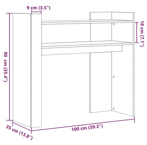 Τραπέζι Κονσόλα Καπνιστή Δρυς 100x35x90 εκ. Επεξεργασμένο Ξύλο - Καφέ