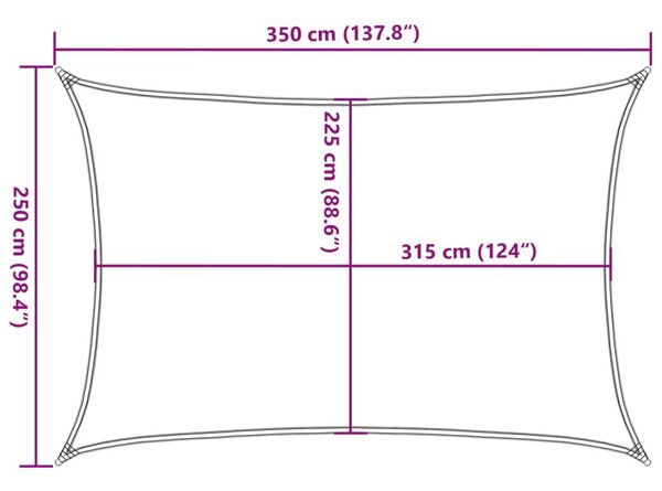 Πανί Σκίασης Ανθρακί 2,5 x 3,5 μ. από HDPE 160 γρ./μ² - Ανθρακί