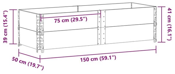 Ζαρντινιέρα Κήπου Μαύρη 150x50 εκ. από Μασίφ Ξύλο Πεύκου - Μαύρο