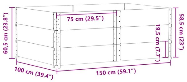 Ζαρντινιέρα Κήπου Μαύρη 150x100 εκ. από Μασίφ Ξύλο Πεύκου - Μαύρο