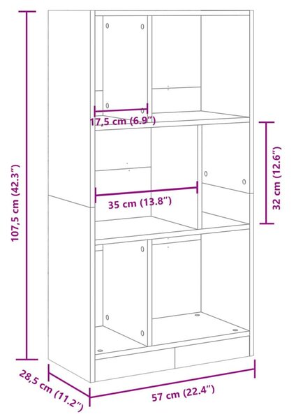 Βιβλιοθήκη Sonoma Δρυς 57x28,5x107,5 εκ. από Επεξεργασμένο Ξύλο - Καφέ