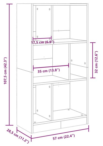 Βιβλιοθήκη Καπνιστή Δρυς 57x28,5x107,5 εκ. Επεξεργασμένο Ξύλο - Καφέ