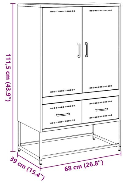 Ντουλάπι Λευκό 68x39x111,5 εκ. από Χάλυβα - Λευκό