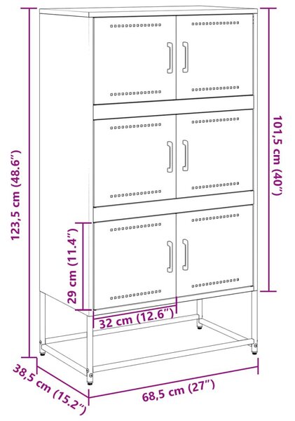 Ντουλάπι Λευκό 68,5x38,5x123,5 εκ. από Ατσάλι - Λευκό