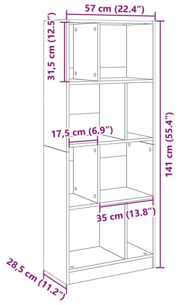 Βιβλιοθήκη Sonoma Δρυς 57x28,5x141 εκ. από Επεξεργασμένο Ξύλο - Καφέ