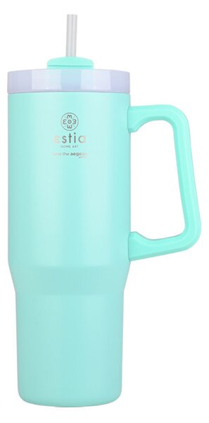 Κούπα Θερμός Με Λαβή & Καλαμάκι 900ml Estia Save The Aegean Tumbler Bermuda Green 01-28657