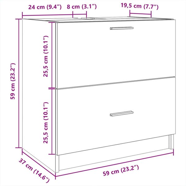 Ντουλάπι Νιπτήρα Καφέ Δρυς 59x37x59 εκ. Επεξεργασμένο Ξύλο - Καφέ